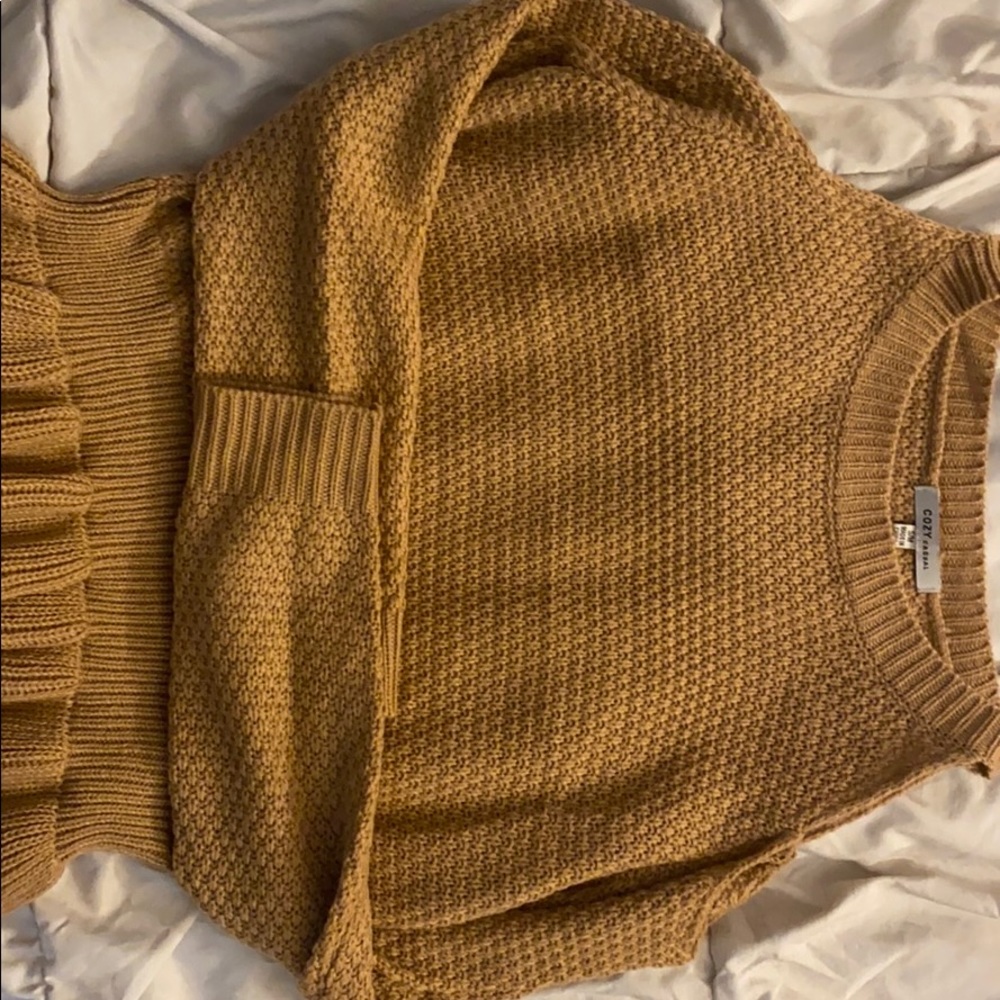 Camel peplum sweater